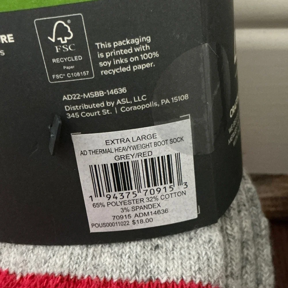 Alpine Design Men's XL Thermal Boot Socks - 2 pair, calf cut, heavy weight
